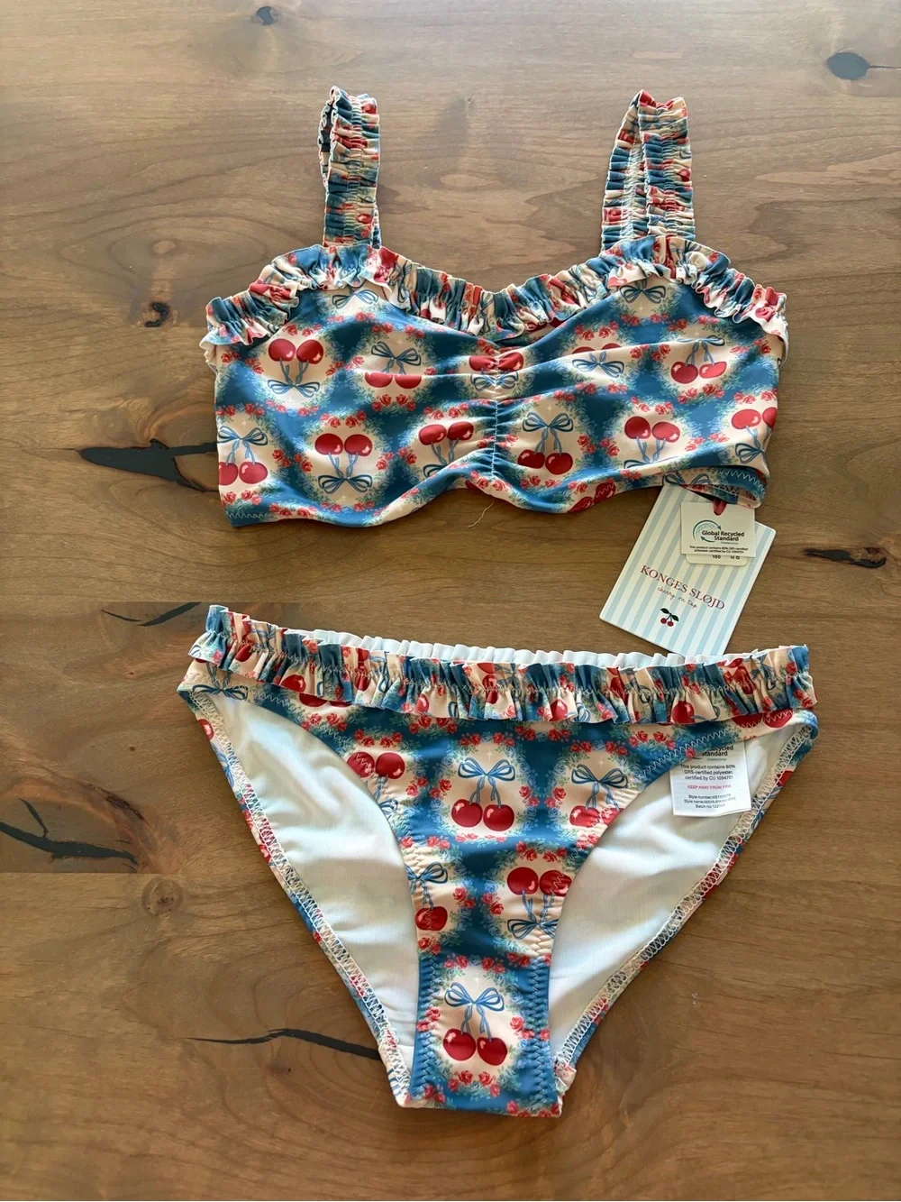 NWT Konges Sløjd Cherry Bow Blue Maya Bikini Grs 2PC Multiple Sizes